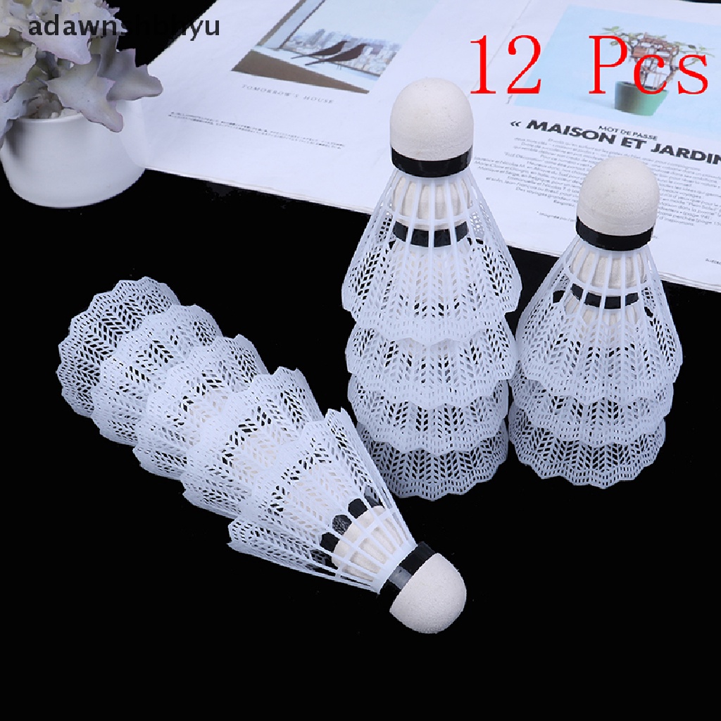 [adawnshbhyu] 12pcs Shuttlecock Bola Badminton Plastik Putih Olahraga Training Sport