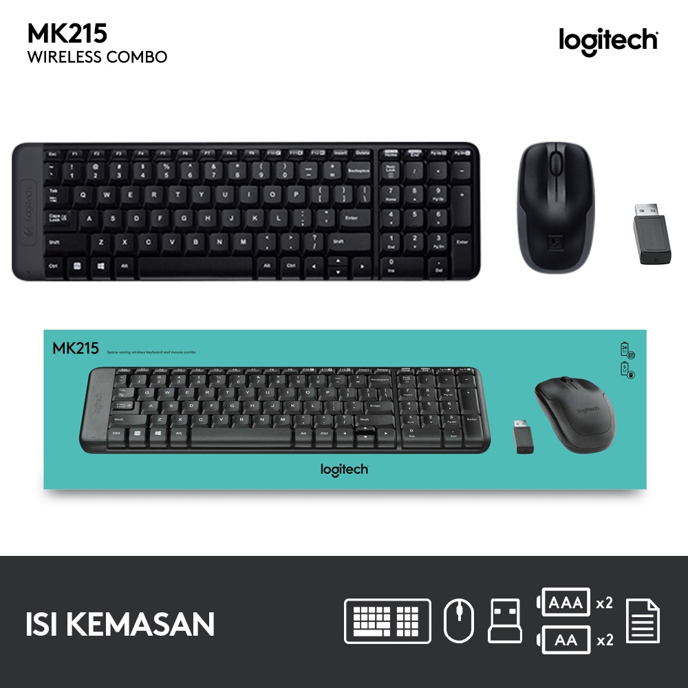 Logitech MK215 Combo Keyboard dan Mouse Wireless Compact