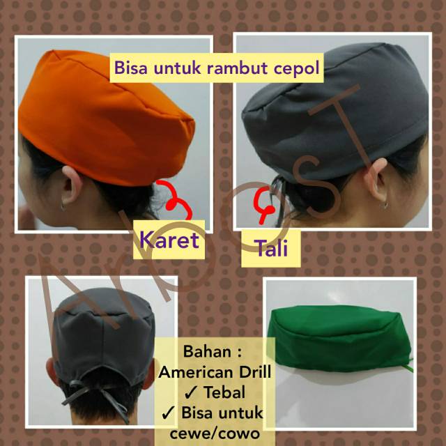 Topi Chef Topi Koki Topi Masak Topi Pekerja Pabrik Topi Operasi Surgical Headcap