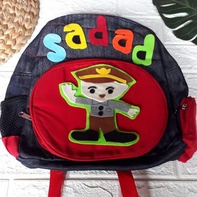 Tas ransel anak TK SD Karakter POLISI free custom  nama