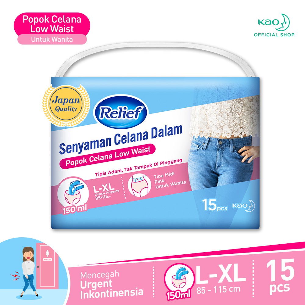 Relief Low Waist Popok Dewasa Celana Wanita L-XL 15S