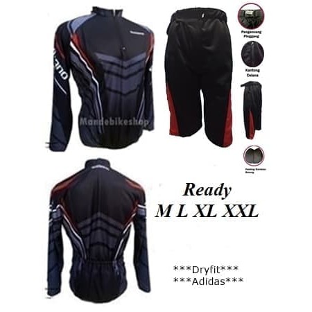 BAJU KAOS JERSEY SEPEDA XC ADA KANTUNG BELAKANG plus CELANA PADDING CA   Hitam  M Limited