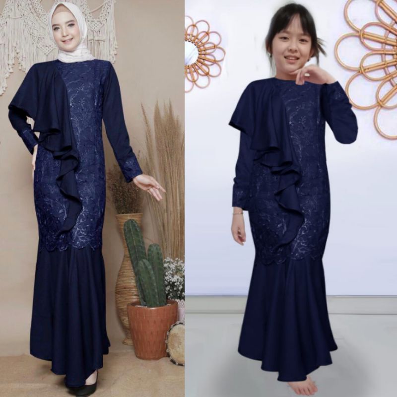 (NEW GAMIS COUPLE)DRESS MOSCREPE IBU DAN ANAK/S/M/L/XL/XXL