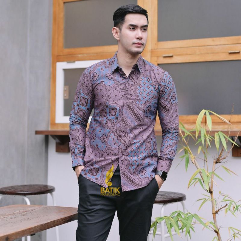 JAGADMUDA | BAJU KEMEJA PRIA BATIK PRABUSENO SLIMFIT KSTUN PRINTING LENGAN PANJANG/PENDEK ATASAN KER