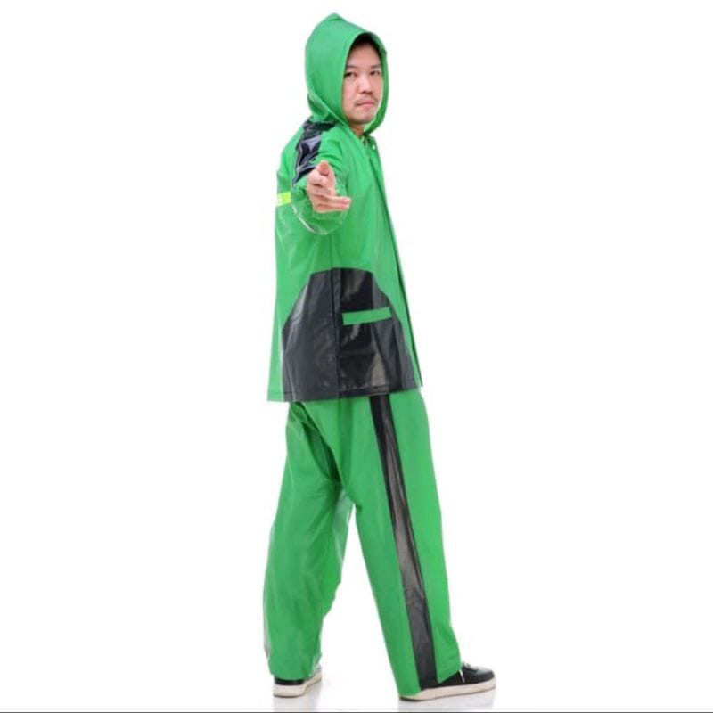 Jas Hujan Elmondo Setelan ojek 932 / jas hujan ojol / jas hujan jumbo dewasa / jas ujan hijau laris / Jas Hujan Setelan Ojek Jaket Celana Tipe 932 - Raincoat Dewasa Elmondo Ojek Pria Wanita Murah - Hijau / Mantel Ojek / Jas Hujan Jumbo Pria Wanita Unisex