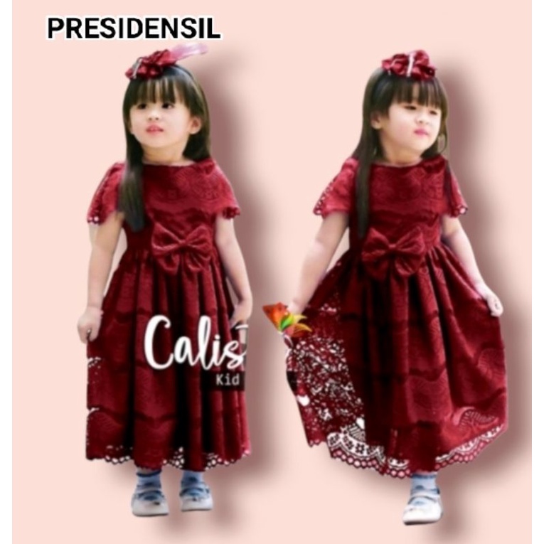 Dress Kids Baju Pesta Anak Perempuan Terbaru Bahan brokat Model Terbaru Akhir Tahun Dress KOREA Anak