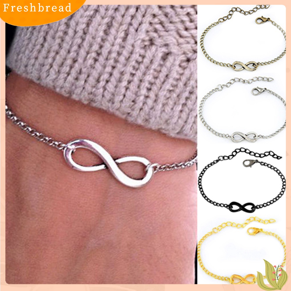 Fresh| Gelang Tangan Rantai Adjustable Aksen Infinity Metal Gaya Punk Untuk Wanita