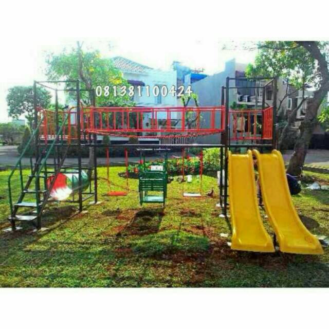 Playground taman bermain mainan anak outdoor ayunan perosotan jembatan rantai