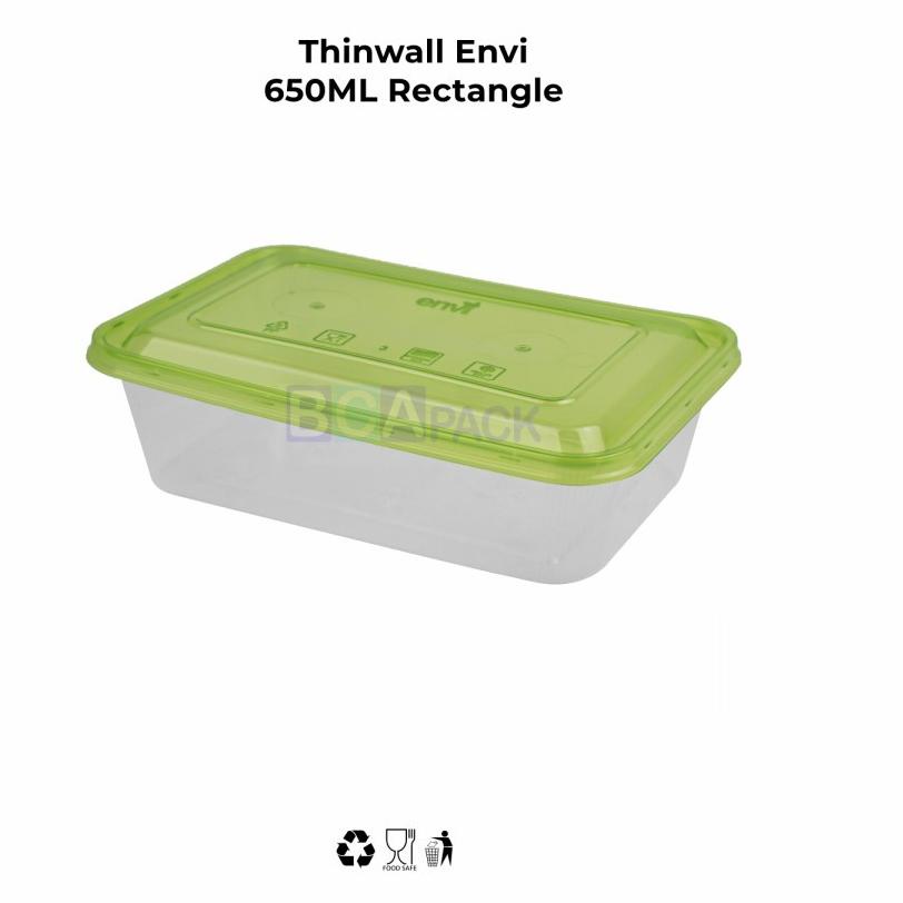 ♣ Thinwall Premium Warna 650ml Rect ( 650 ml ) kotak makanan isi 25pcs ☎