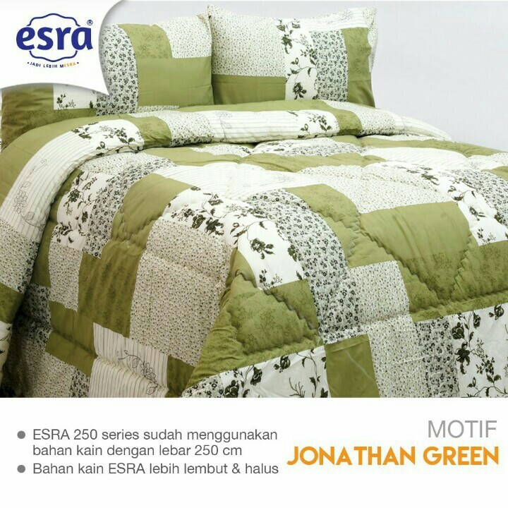 SPREI BEDCOVER KATUN ESRA JONATHAN HIJAU