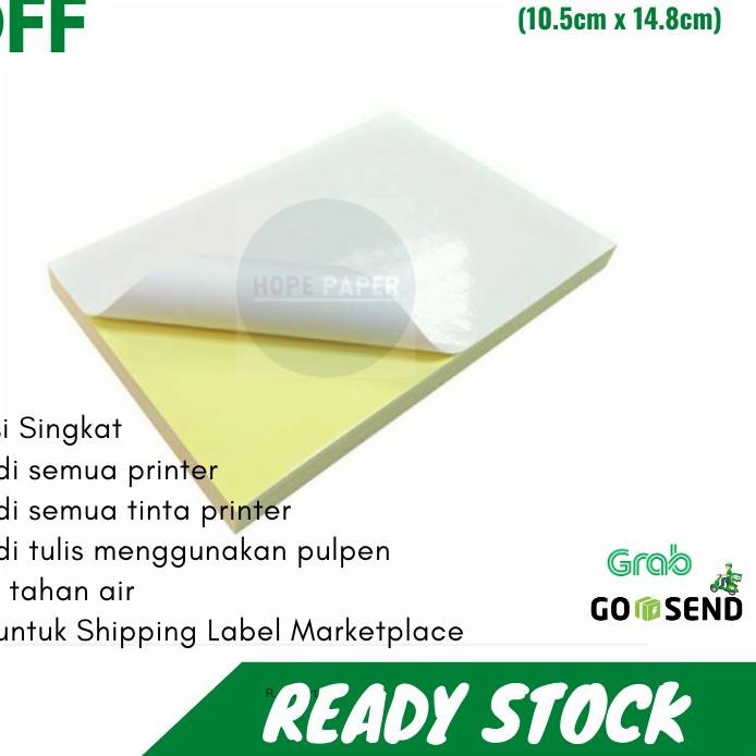 

Flash Sale!! (xes-713) Kertas Stiker HVS A6 - 1 pack isi 100 lembar / Stiker Shipping Label Marketpl
