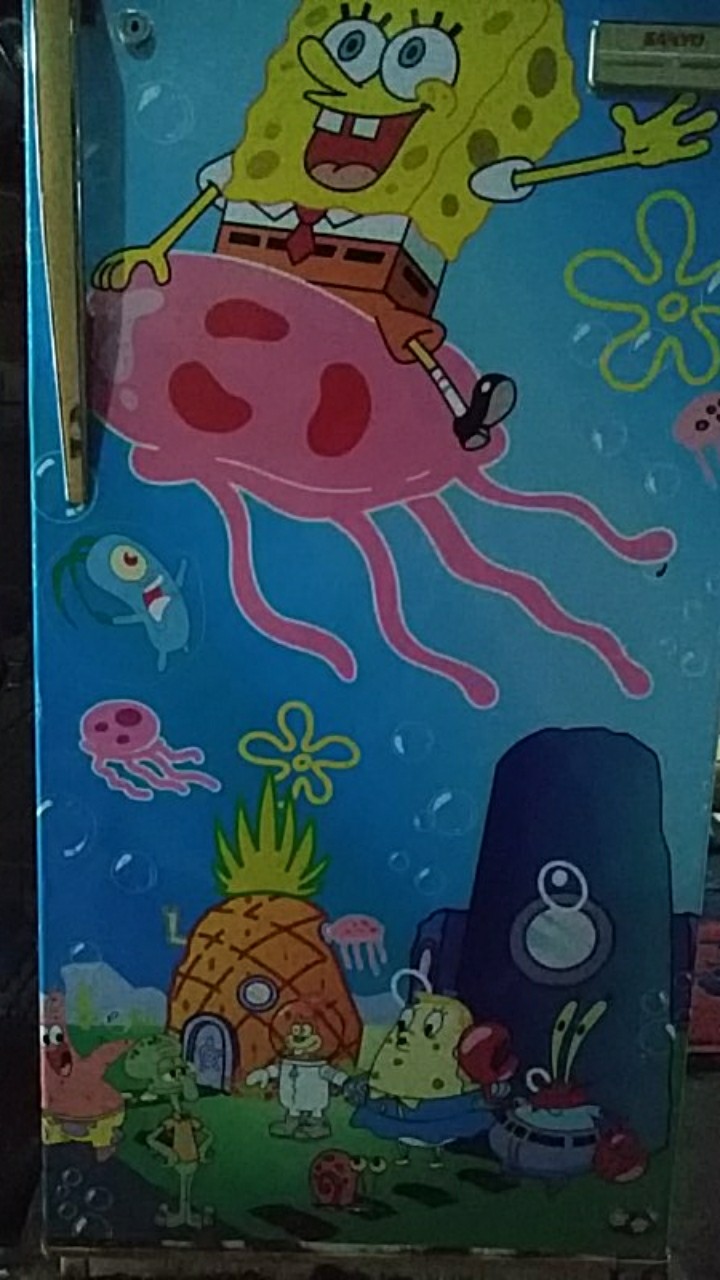 Sticker Kulkas 1 Pintu Dan 2 Pintu Spongebob