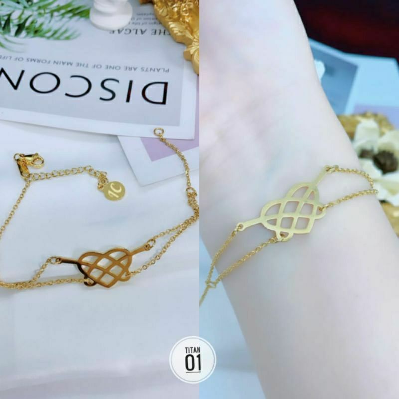 Gelang tangan booming dua layer titanium N2308200