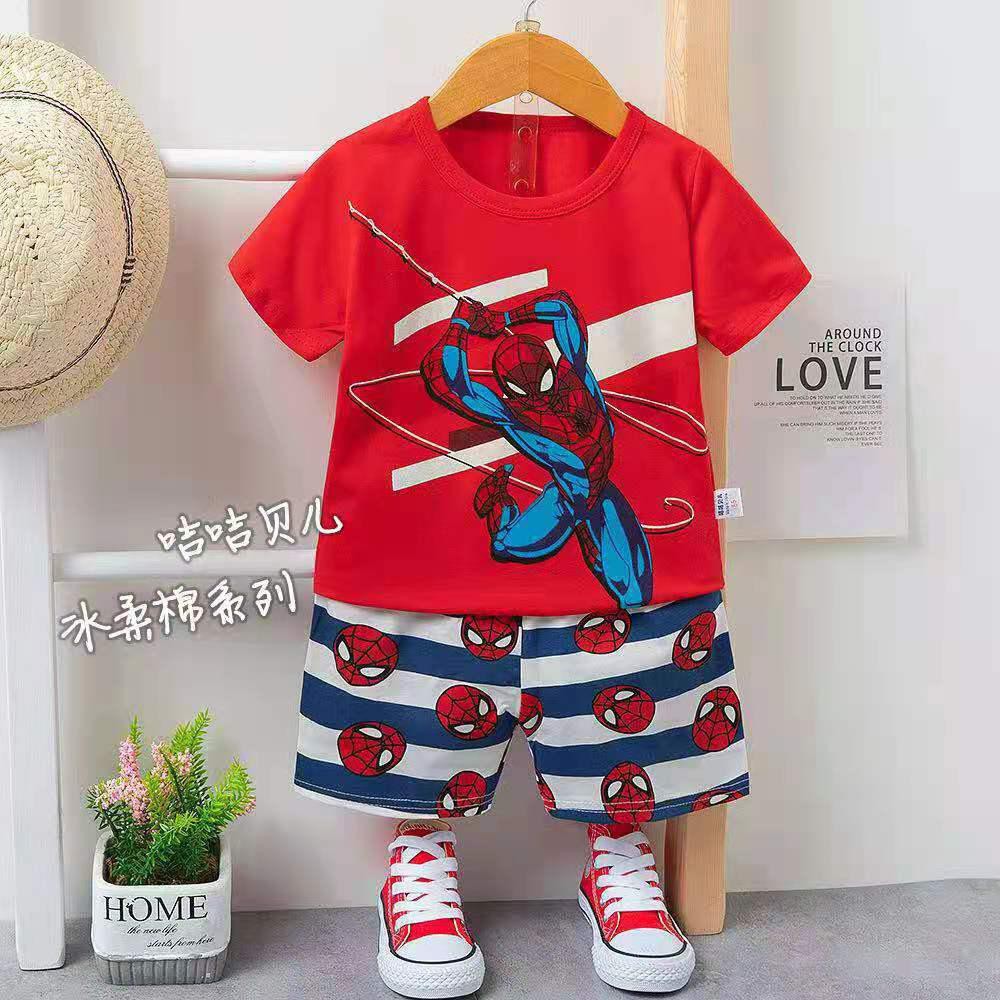 GROSIR piyama pendek baju tidur anak cowok import motif Spiderman