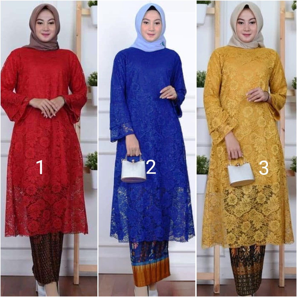 Kebaya Modern Atasan Tunik Brukat / Longcape Brokat Aneka Pilihan Warna