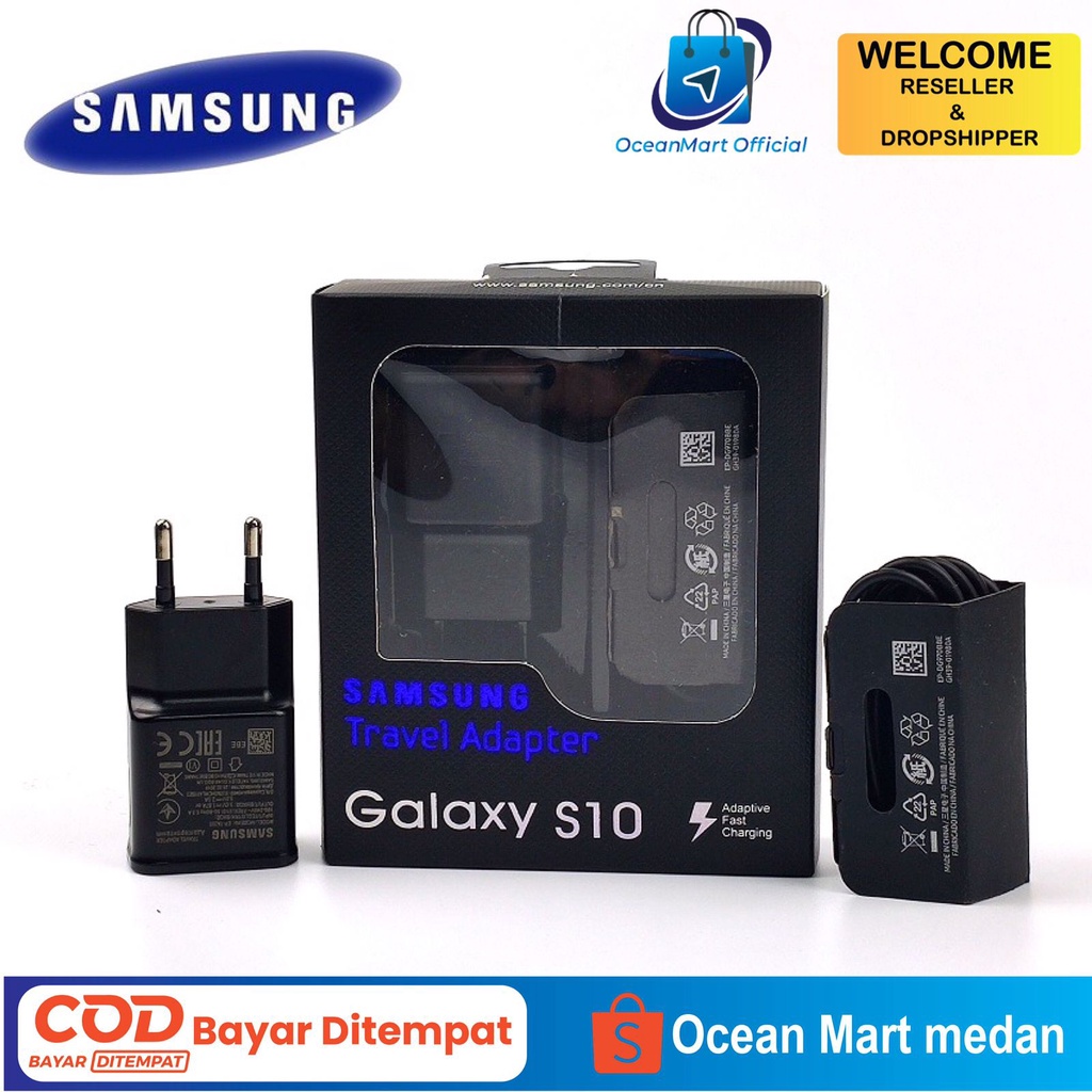 Travel Charger Samsung Note 8 S9 S10 Plus USB Type C Fast Charging Aksesoris Handphone HP OCEANMART OCEAN MART Murah Grosir