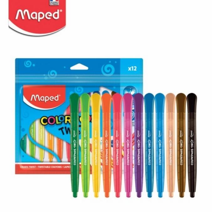 

Crayon Anak Ada Casing Tangan Bebas Kotor 12 Maped Color Peps Twist