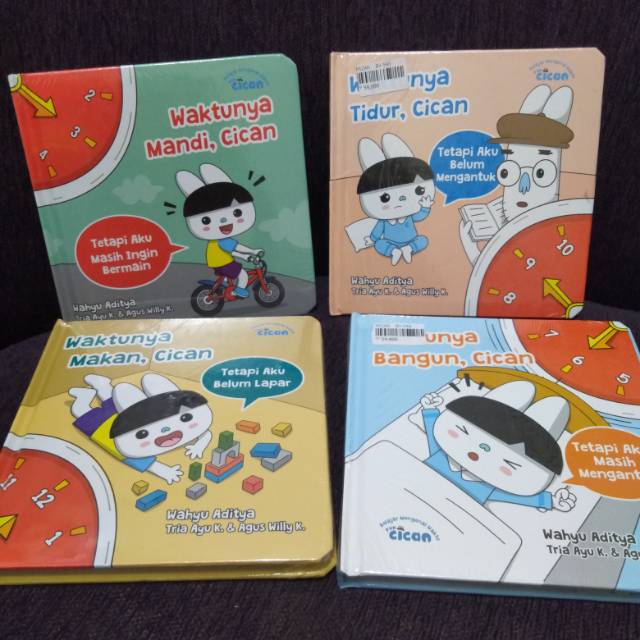 Boardbook Cican. Waktunya makan. Waktunya mandi. Waktunya tidur. Waktunya bangun. Buku cican murah