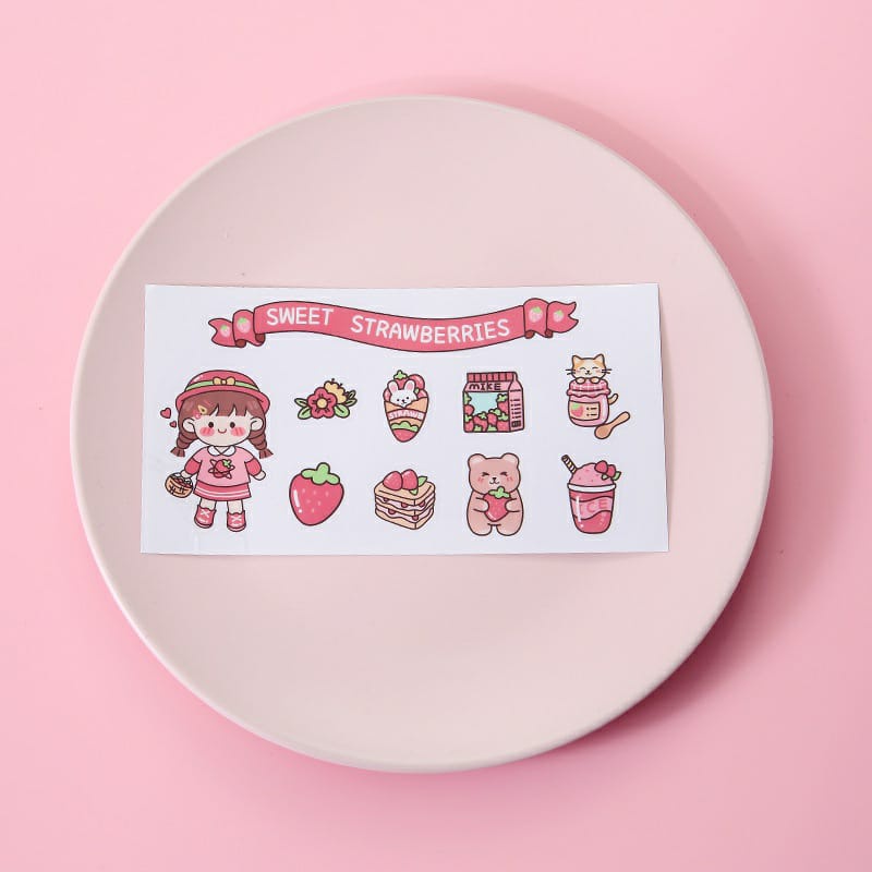 STIKER MOTIF KOREAN GIRL LUCU AESTHETIC | STICKER BOTOL HP GELAS BUKU | STATIONERY LUCU STIKER LUCU KEKINIAN STICKER CATATAN