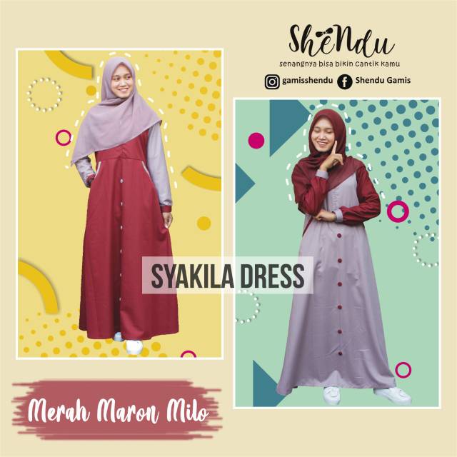 Gamis Katun Toyobo Gamis Remaja Gamis Merah Maroon  Gamis Milo Syakila Dress