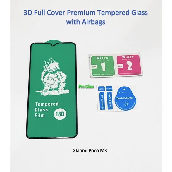 Xiaomi Poco M3 / M3 Pro 18D AirBag Full Cover Premium Tempered Glass