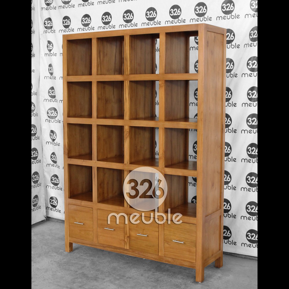 Rak Buku Minimalis Jati, Sekat Ruangan Jati, Partisi Ruangan