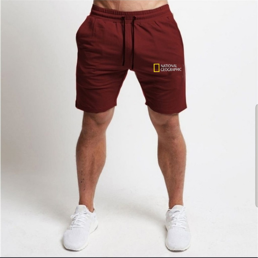 Celana Pendek Pria Basic Sweatpants Olahraga Santai Casual Babyterry Natgeo Murah