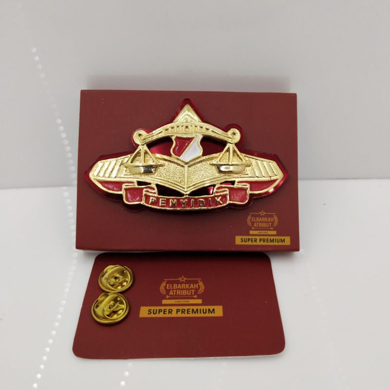 PIN PENYIDIK PEMBANTU AKRILIK MERAH GOLD PLATED SUPER PREMIUM