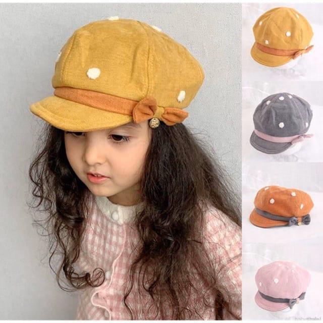 Topi Beret Girly Motif Pita Polkadot Timbul Gaya Retro Kekinian Klasik untuk Balita / Anak Perempuan High Quality CBKS VC