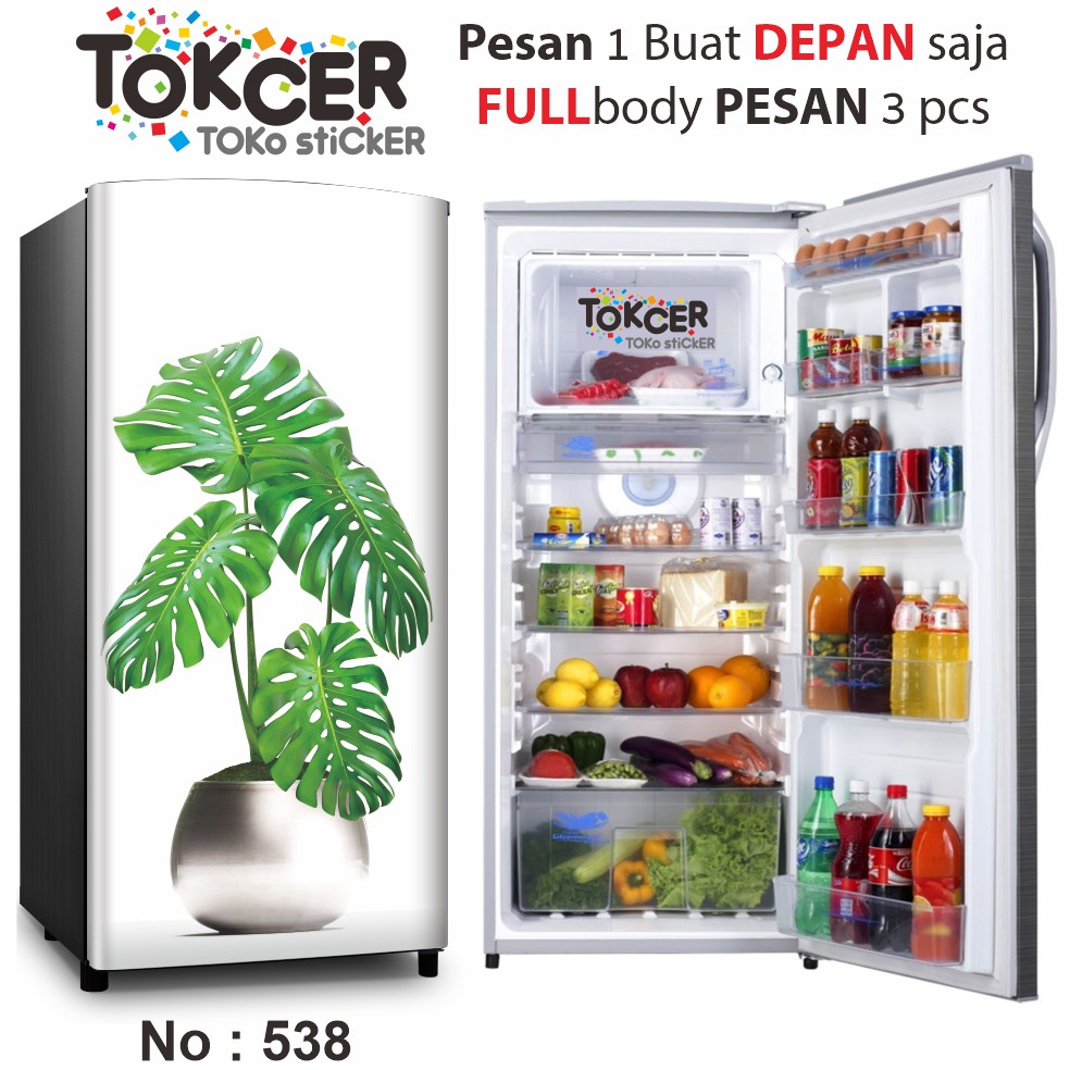 Stiker Kulkas 1 Pintu dan 2 Pintu MOTIF Monstera
