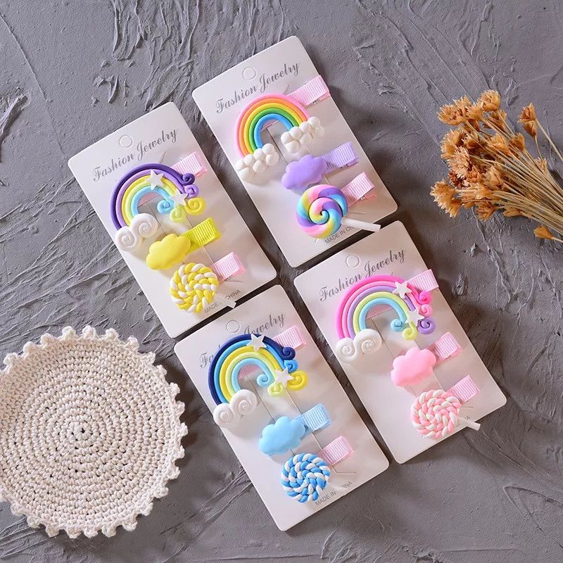 Jepit Rambut Anak Set 3 Pc Pelangi / Jepit Rambut Korea Cute