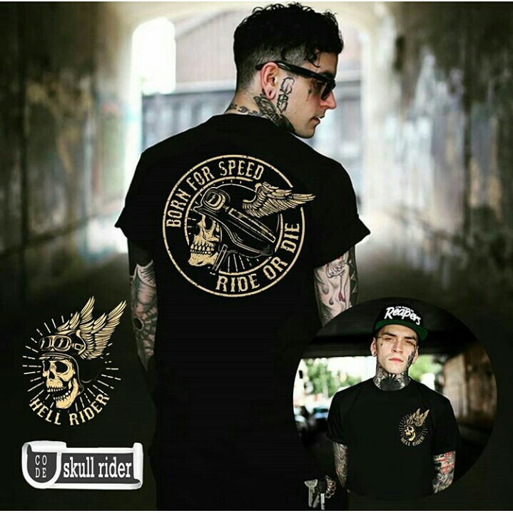 Kaos Cowok kode Skull Rider