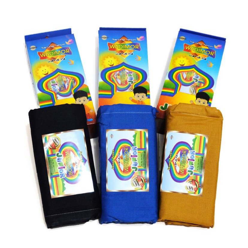 SARUNG TENUN ANAK WADIMOR JUNIOR, ORIGINAL BRAND UNTUK ANAK USIA 5 - 11 TAHUN, PILIH WARNA BAHAN KATUN RAYON ADEM DAN LEMBUT