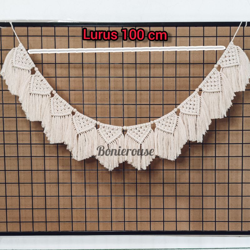 macrame juntai/ macrame garland/ bunting hiasan dinding aesthetic pesta wall hanging decor