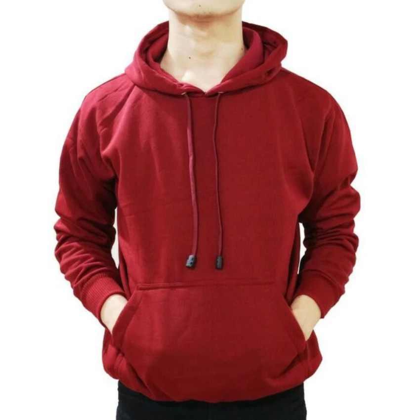 Jaket hoddie polos merah