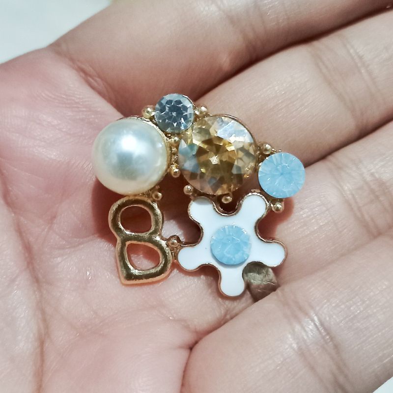 Bros B/bross signature branded import premium/brooch button/Bros hijab Athar shop scarve/Bros dada-Mata coklat muda