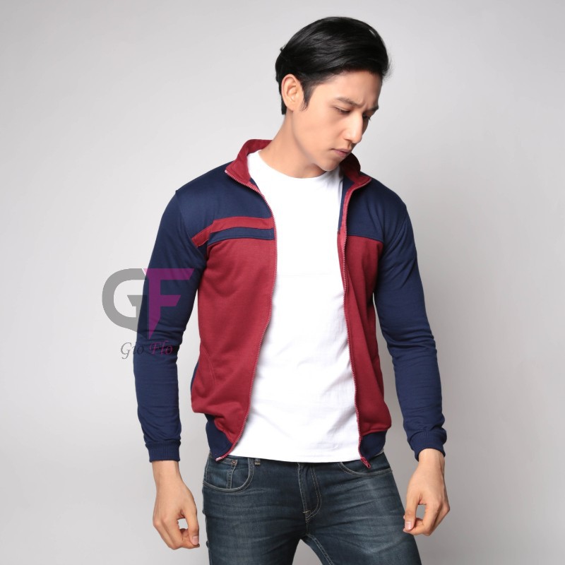 GIOFLO Jaket Model Terbaru Pria Keren Maroon Navy / JAK 2277