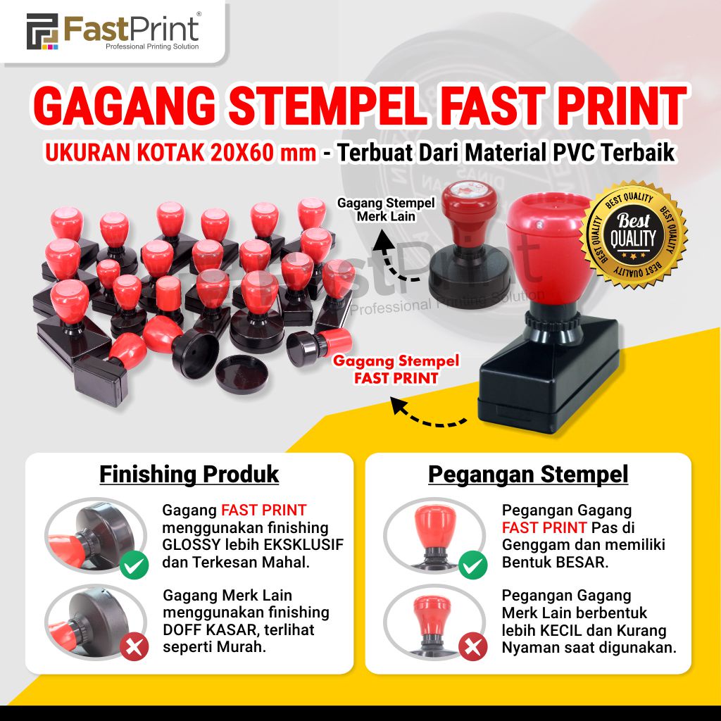 Gagang Stempel Flash Kilat Warna Ukuran Kotak 20X60 MM