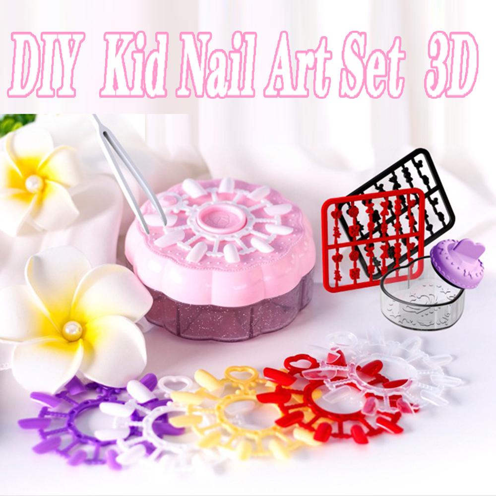 Needway Set Nail Art Anak Untuk Hadiah Gadis Musim Semi Peri Dress Up Game 3D Bunga Dessert Kue Pola Manicure Set Nail Art Untuk Anak-Anak