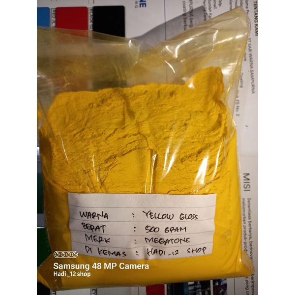 bubuk POWDER COATING warna (YELLOW GLOSS) merk MEGATONE