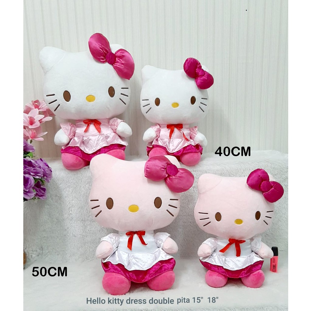 Boneka Hello Kitty Dress Double Pita Impor Cat Kucing Hadiah Kado Ultah