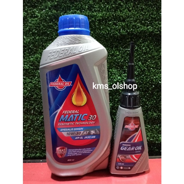 Paket Oli Federal Matic 30 Ecomaxx 10W-30 800 ml dan Oli Gardan Gear Federal 120 ml Original