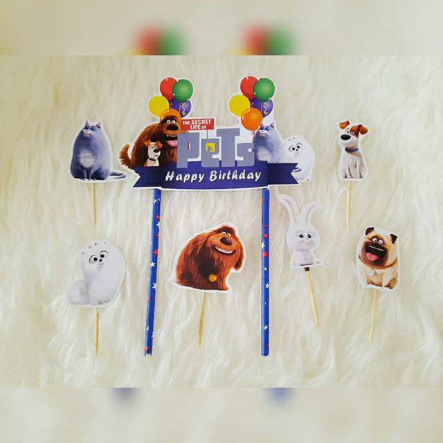 Topper pets topper ulang tahun topper puding topper tart hiasan ultah hiasan kue