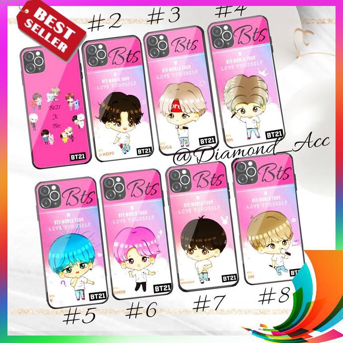 【TERBARU】 Premium Case Hp Glass Motif Bts Bts Vivo V7