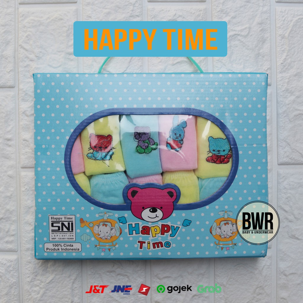 [ 12pc ] Celana Happy Dus | Celana Pop Bayi Happy Time Box Murah Berkualitas Gift Set - Bwr