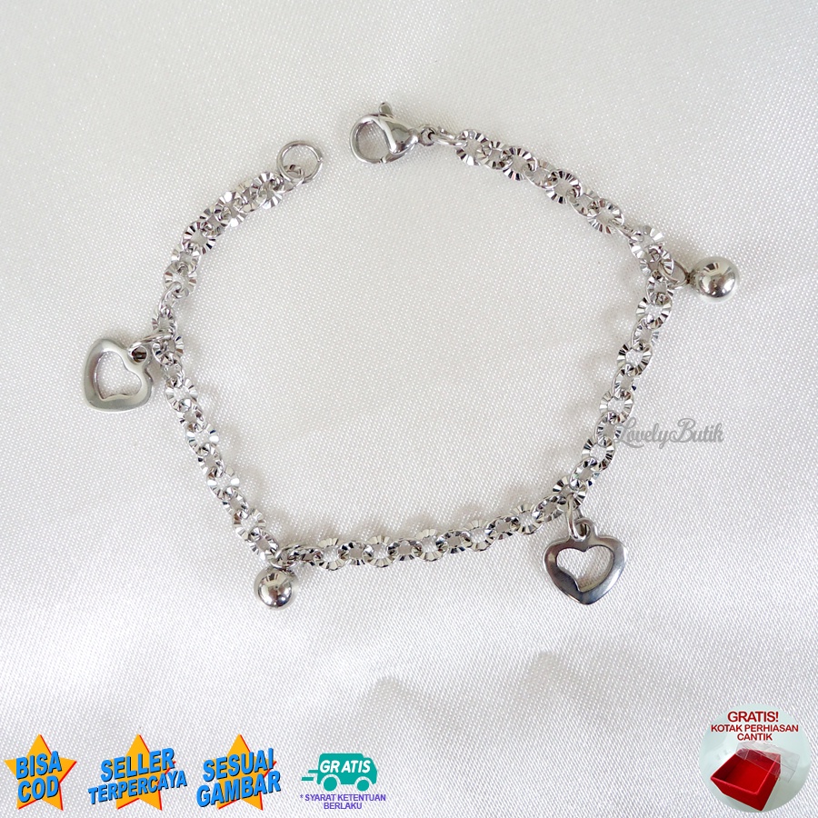 Lovelybutik - Gelang Anak Perempuan Titanium Asli Anti Karat - Gelang Tangan Anak Cewek Lucu Lov3 Bonus Kotak Perhiasan