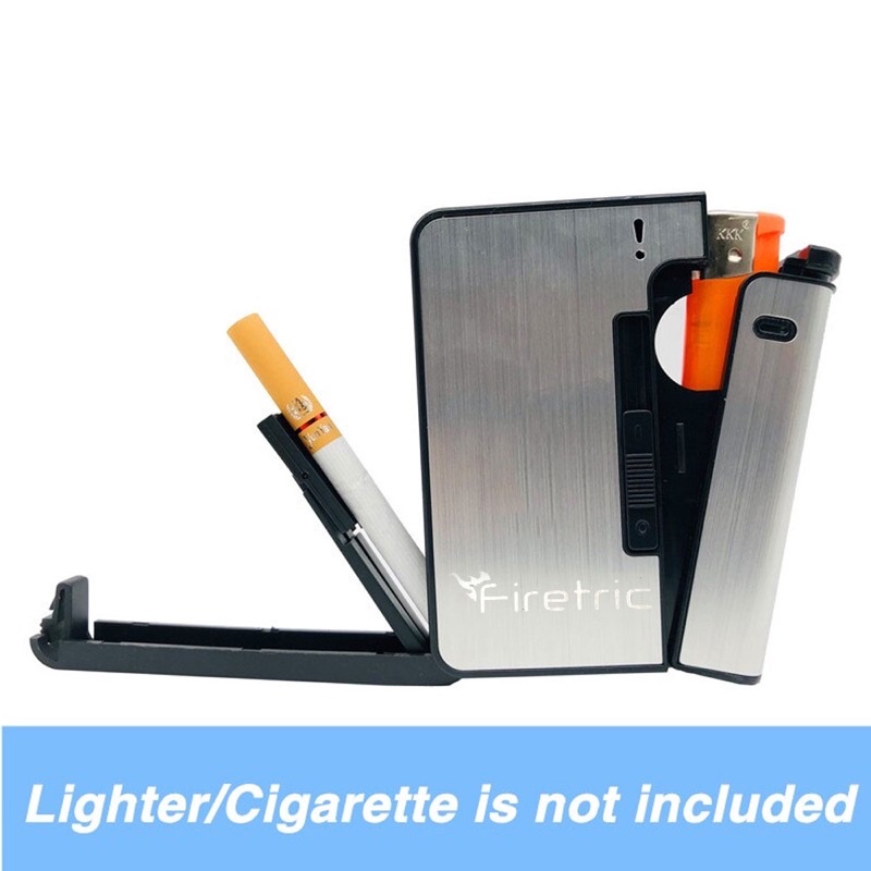 Firetric Kotak Rokok Fashion Bungkus Metal Case with Lighter Korek Api Slot - JD-YH001 - Silver