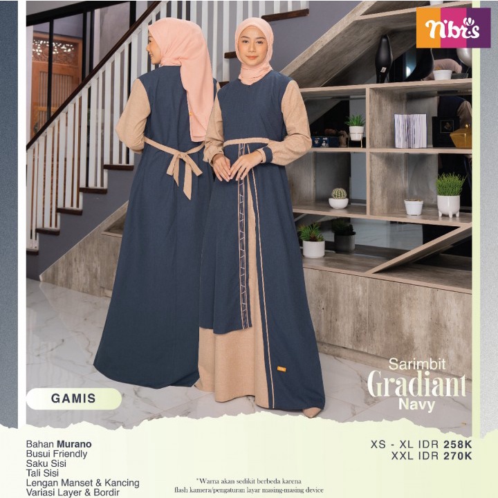 JUAL GAMIS GRADIANT DEWASA NAVY || SARIMBIT GRADIANT || READY STOCK || NIBRAS HOUSE PARUNG PANJANG