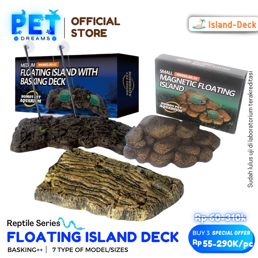 PROMO TURTLE BANK FLOATING ISLAND AQUARIUM TEMPAT BERJEMUR PLATFORM BASKING RAM KURA AIR NOMOY