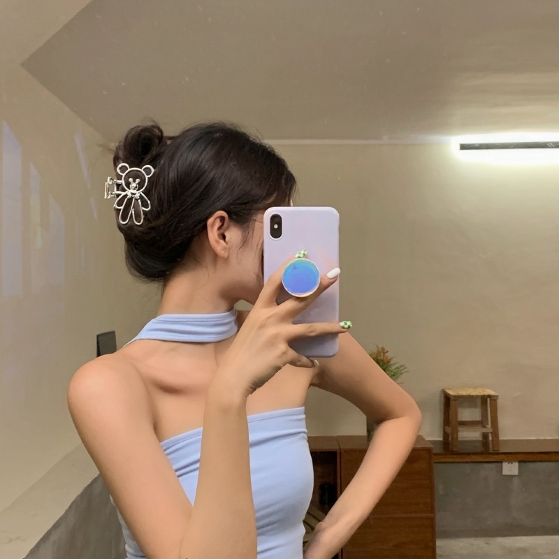 Bear metal clip headdress hair clip female summer head shark clip large hair clip hairpin net red hair volume